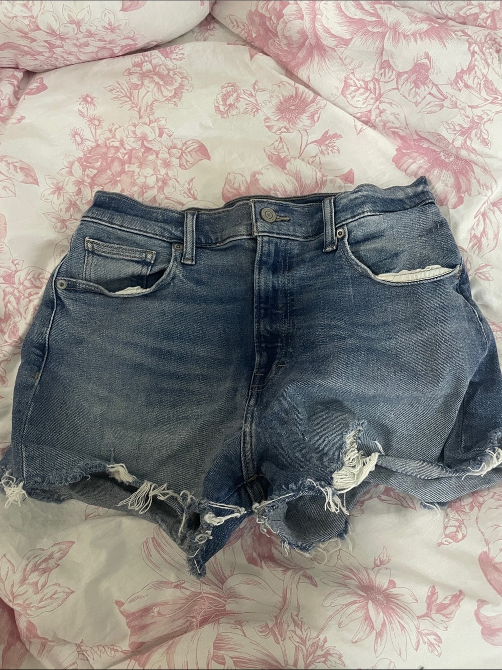 Lucky Brand Distressed Denim Shorts in Faded Blue